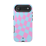BLUE PINK CURVY CHECKERBOARD | Tough Phone Case