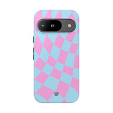 BLUE PINK CURVY CHECKERBOARD | Tough Phone Case