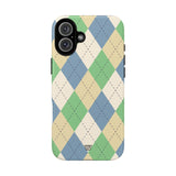 GREEN BLUE BEIGE ARGYLE | Tough Phone Case