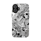 B&W ABSTRACT DOODLE | Tough Phone Case