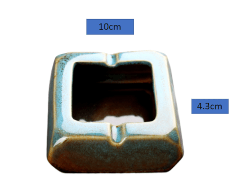 Square Glossy Ceramic Ashtray + Flameless Lighter (BLUISH)
