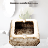 Square Glossy Ceramic Ashtray + Flameless Lighter (WHITISH)