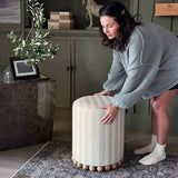 Striped Upholstered Stool Ottoman