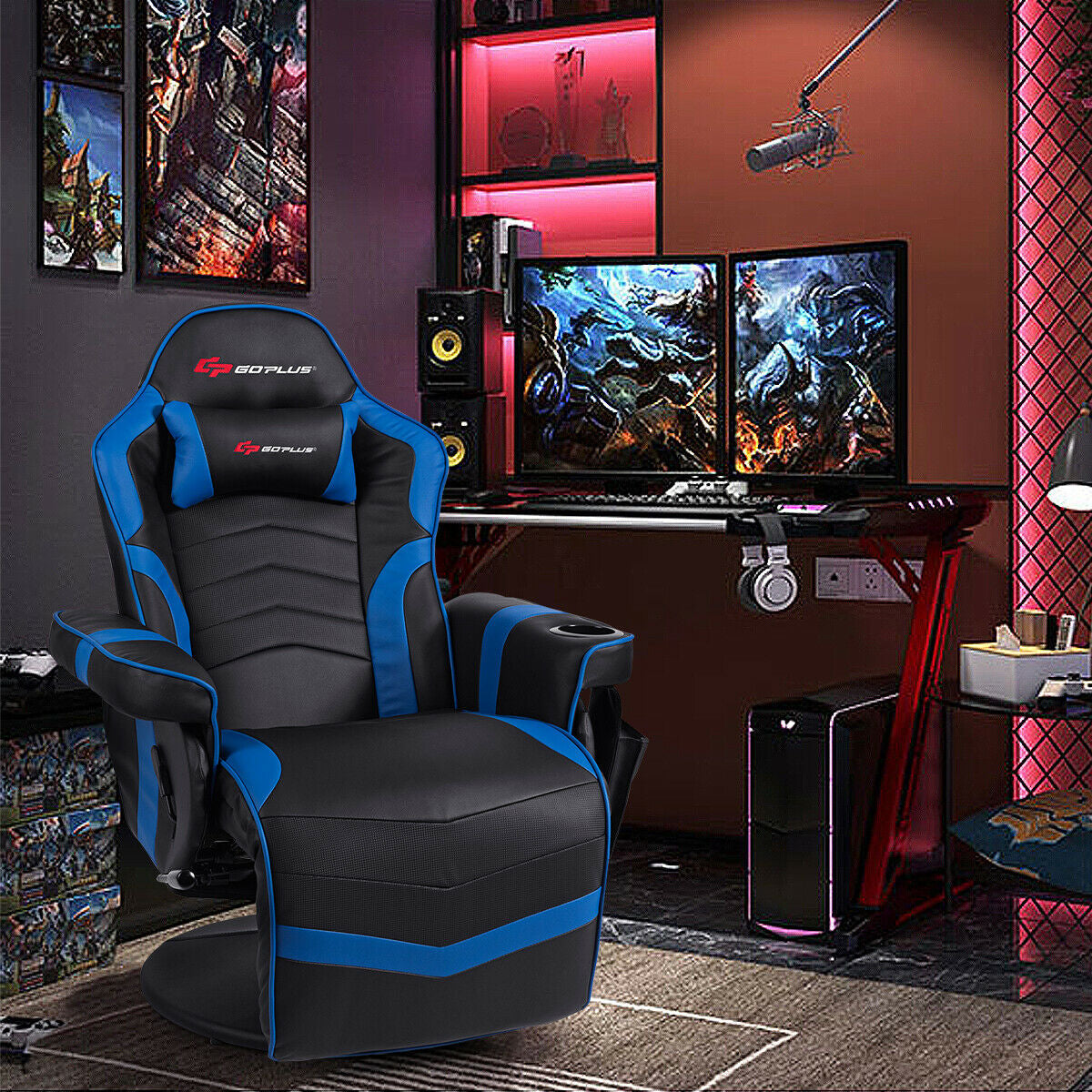 Ergonomic High Back Massage Gaming Chair with Pillow