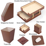MOOG Leather Desk Set – 7-Piece Organizer-Tan