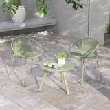 All Weather PP Patio Conversation Set with Round Coffee table and 2 Chairs