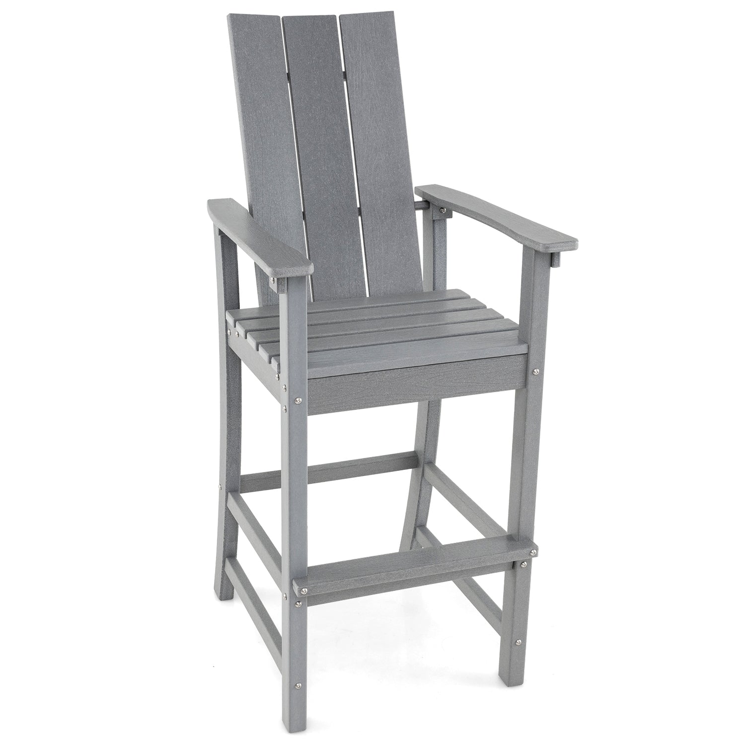 Tall Adirondack Chair Outdoor Bar Stool with Ergonomic Backrest for Backyard