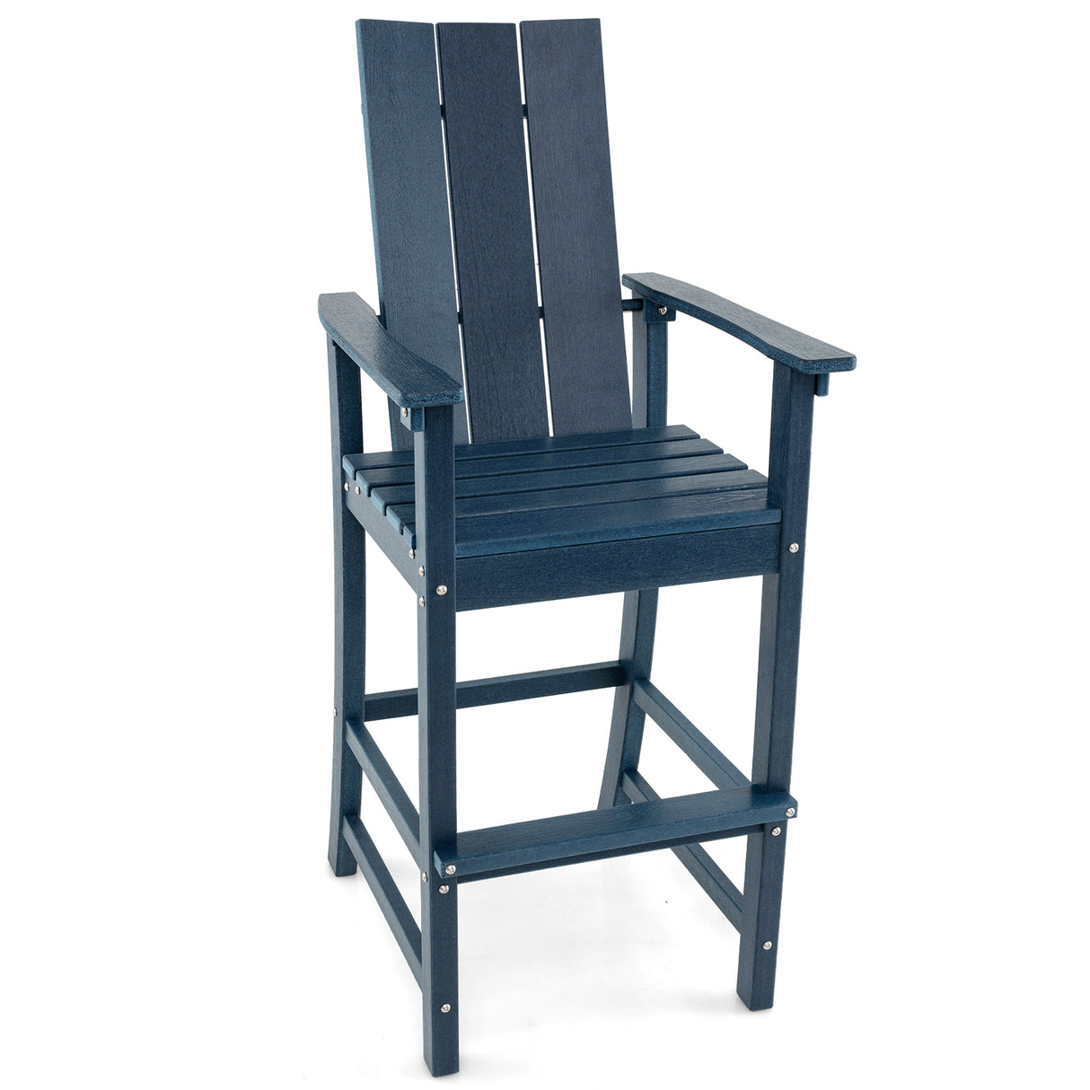 Tall Adirondack Chair Outdoor Bar Stool with Ergonomic Backrest for Backyard