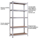72 Inch Storage Shelf Steel Metal 5 Levels Adjustable Shelves