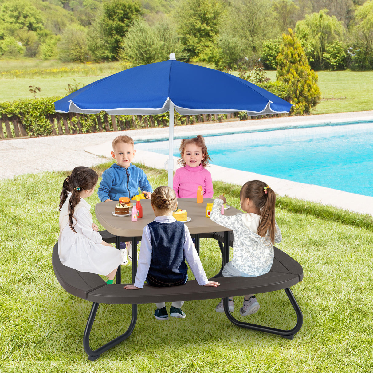 Toddler Outdoor Activity Table with Adjustable and Collapsible Umbrella