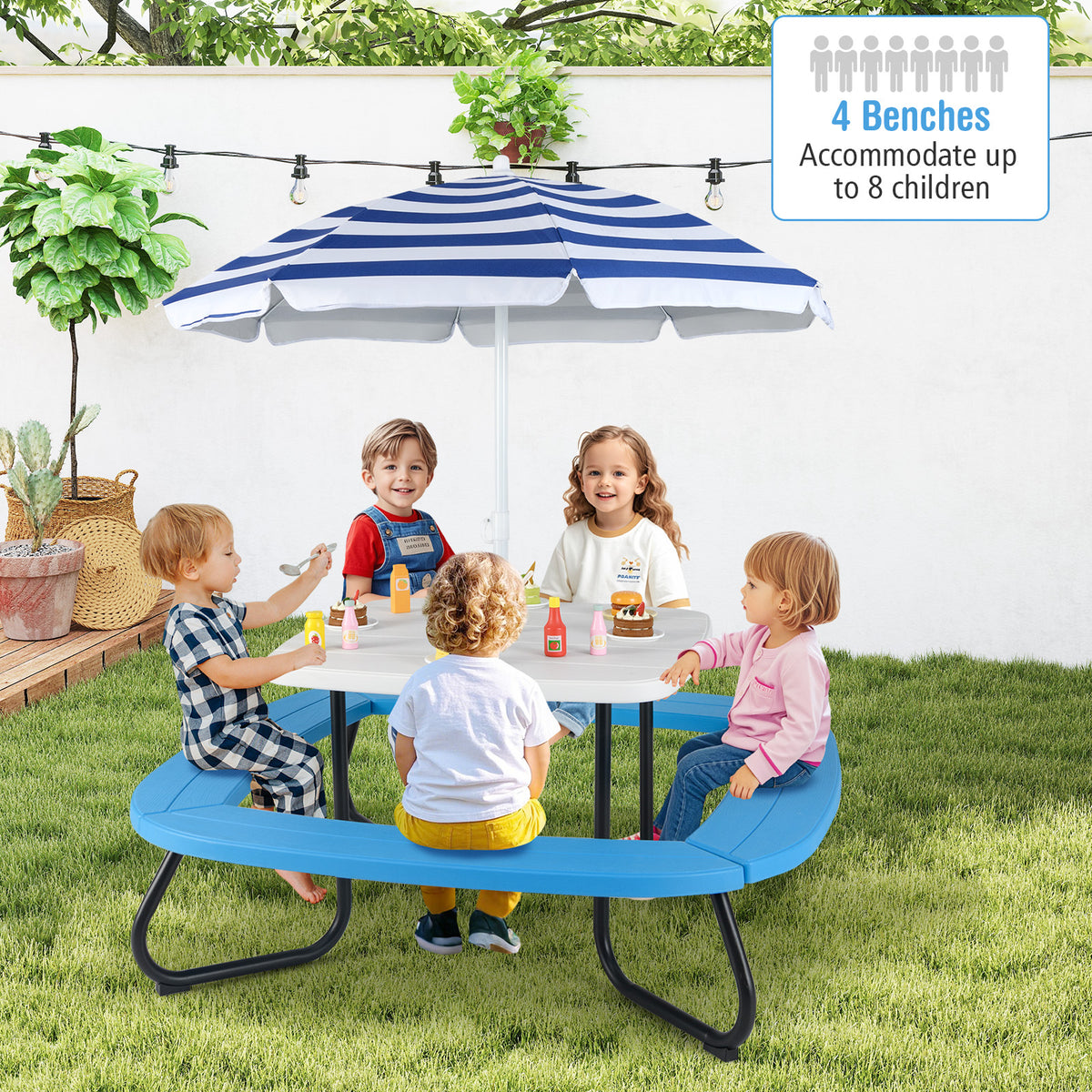 Toddler Outdoor Activity Table with Adjustable and Collapsible Umbrella