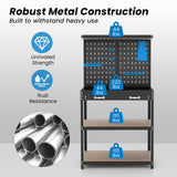 Tool Storage Workbench with Pegboard with 14 Hanging Accessories for Garage