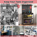Tool Storage Workbench with Pegboard with 14 Hanging Accessories for Garage