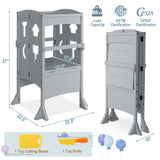Folding Wooden Step Stool with Lockable Safety Rail for Toddler 3+