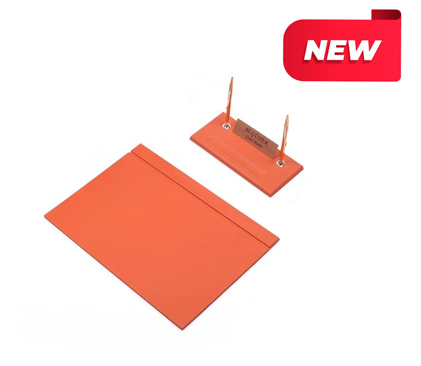 MOOG Leather Desk Set - Orange- 2 PCS