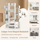 Tree-Shaped Bookshelf with 13 Compartments for Home Office