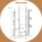 Tree-Shaped Bookshelf with 13 Compartments for Home Office