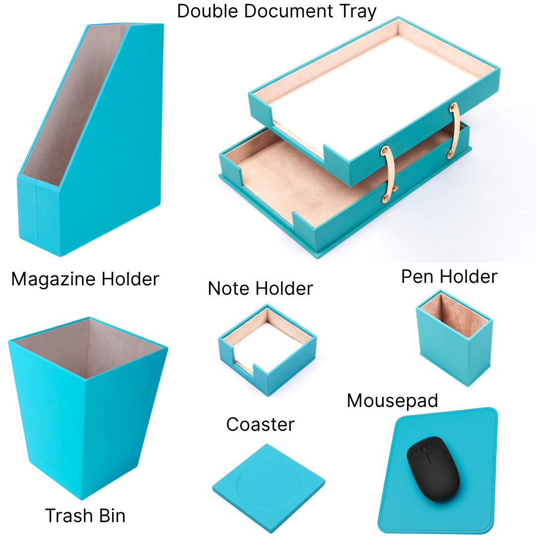 MOOG Leather Desk Set – 7-Piece Organizer-Orange