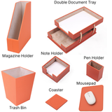 MOOG Leather Desk Set – 7-Piece Organizer-Gray