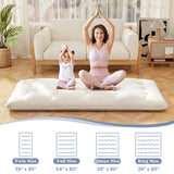 Queen/King/Twin/Full Futon Mattress Floor Sleeping Pad with Washable Cover Beige