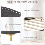 Full/Twin Size Rivet-Tufted Platform Bed with Metal Legs and Wood Slats