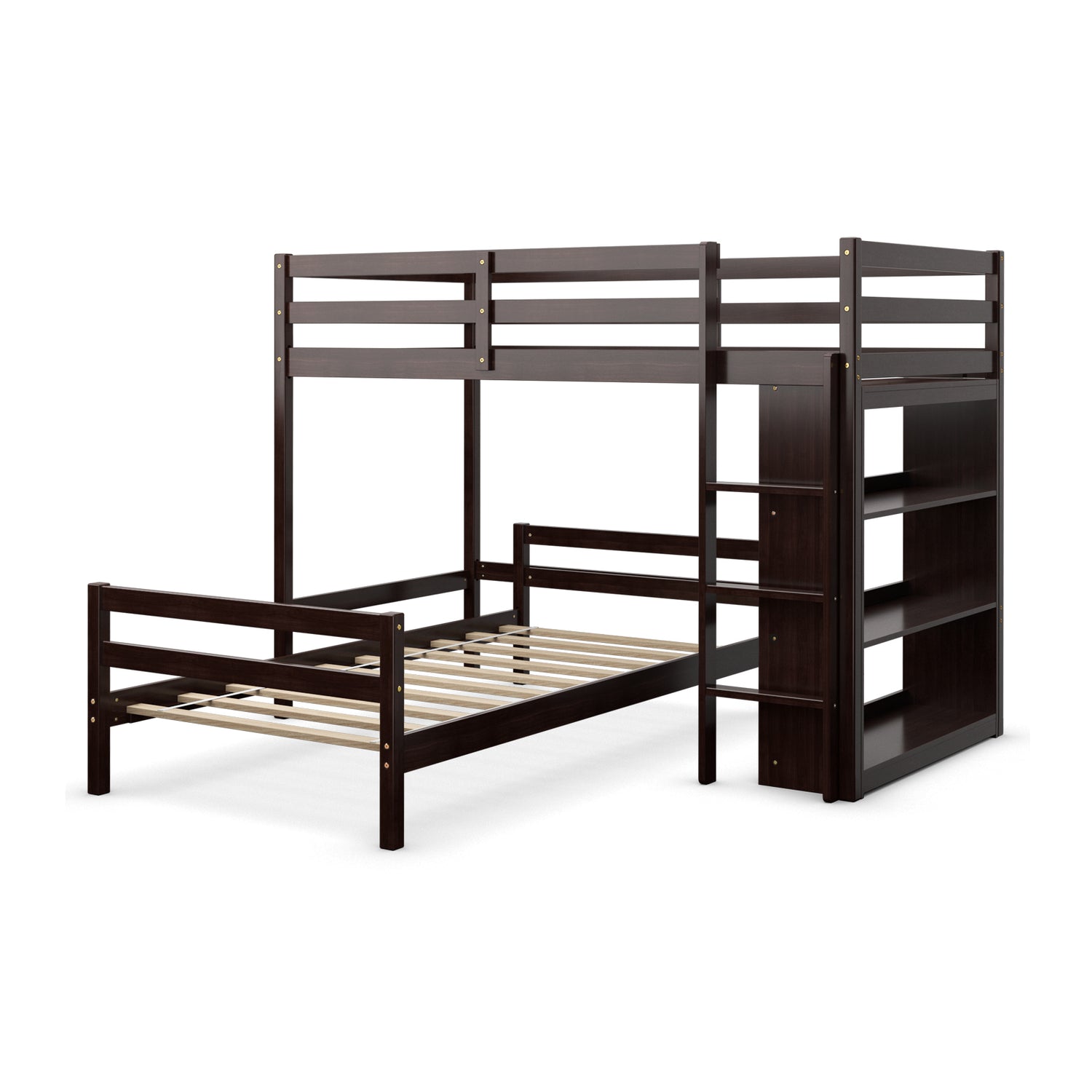 Twin Over Twin Loft Bunk Bed with Bookcase