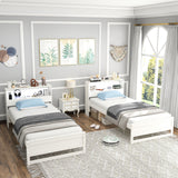 Twin Size Bed Frame with Storage Headboard and Charging Station