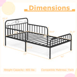 Twin Size Bed Frame with Headboard and Safety Side Guardrails