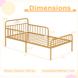 Twin Size Bed Frame with Headboard and Safety Side Guardrails