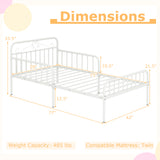 Twin Size Bed Frame with Headboard and Safety Side Guardrails