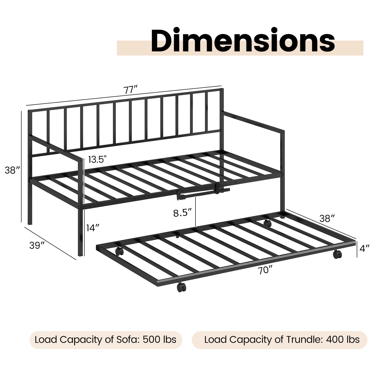 Twin Size Daybed and Trundle Frame Set Trundle Bedframe