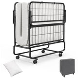 Twin Size Rollaway Guest Folding Bed with Pillow and Cover