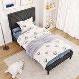Upholstered Platform Bed with Tufted Headboard and Wooden Slats