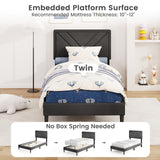 Upholstered Platform Bed with Tufted Headboard and Wooden Slats