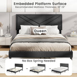 Upholstered Platform Bed with Tufted Headboard and Wooden Slats