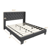 Twin/Full/Queen Size Upholstered Platform Bed with Button Tufted Headboard