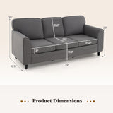 Upholstered Teddy Velvet 3-Seat Sofa with Comfy Back Pillows