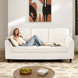Upholstered Teddy Velvet 3-Seat Sofa with Comfy Back Pillows
