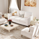 Upholstered Teddy Velvet 3-Seat Sofa with Comfy Back Pillows
