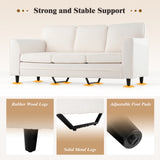 Upholstered Teddy Velvet 3-Seat Sofa with Comfy Back Pillows