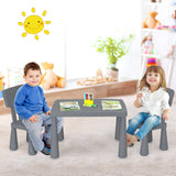 3 Pieces Toddler Multi Activity Play Dining Study Kids Table and Chair Set