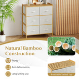 Fabric Dresser with 6 Drawers with 6 Folding Fabric Bins for Bedroom Living Room-Natural