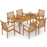 Acacia Wood 7-Piece Patio Dining Set with Umbrella Hole