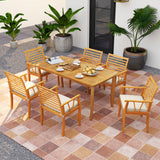 7Â Pieces AcaciaÂ WoodÂ PatioÂ DiningÂ Set withÂ 1.97 Inch Umbrella Hole and Padded Cushions