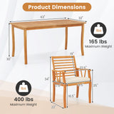 7Â Pieces AcaciaÂ WoodÂ PatioÂ DiningÂ Set withÂ 1.97 Inch Umbrella Hole and Padded Cushions