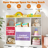 47" Children Bookcase Toy Storage Organizer Versatile Storage Cabinet-White