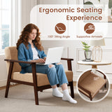 Rubber Wood Frame Accent Chair with Armrest for Living Room