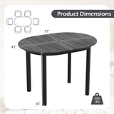 43 Inch Wooden Dining Table with Rubber Wood Legs for 2-4 People-Black
