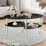 Modern Accent Chair & Tempered Glass Oval Side Coffee Table Set