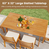 3 Pieces Patio Dining Set Acacia Wood Outdoor Rectangular Picnic Table and 2 Benches